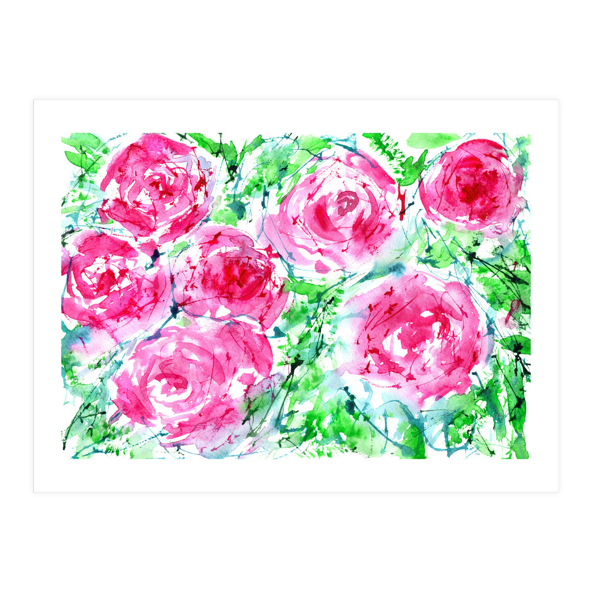 Blooming bouquet || watercolor roses (Print Only)