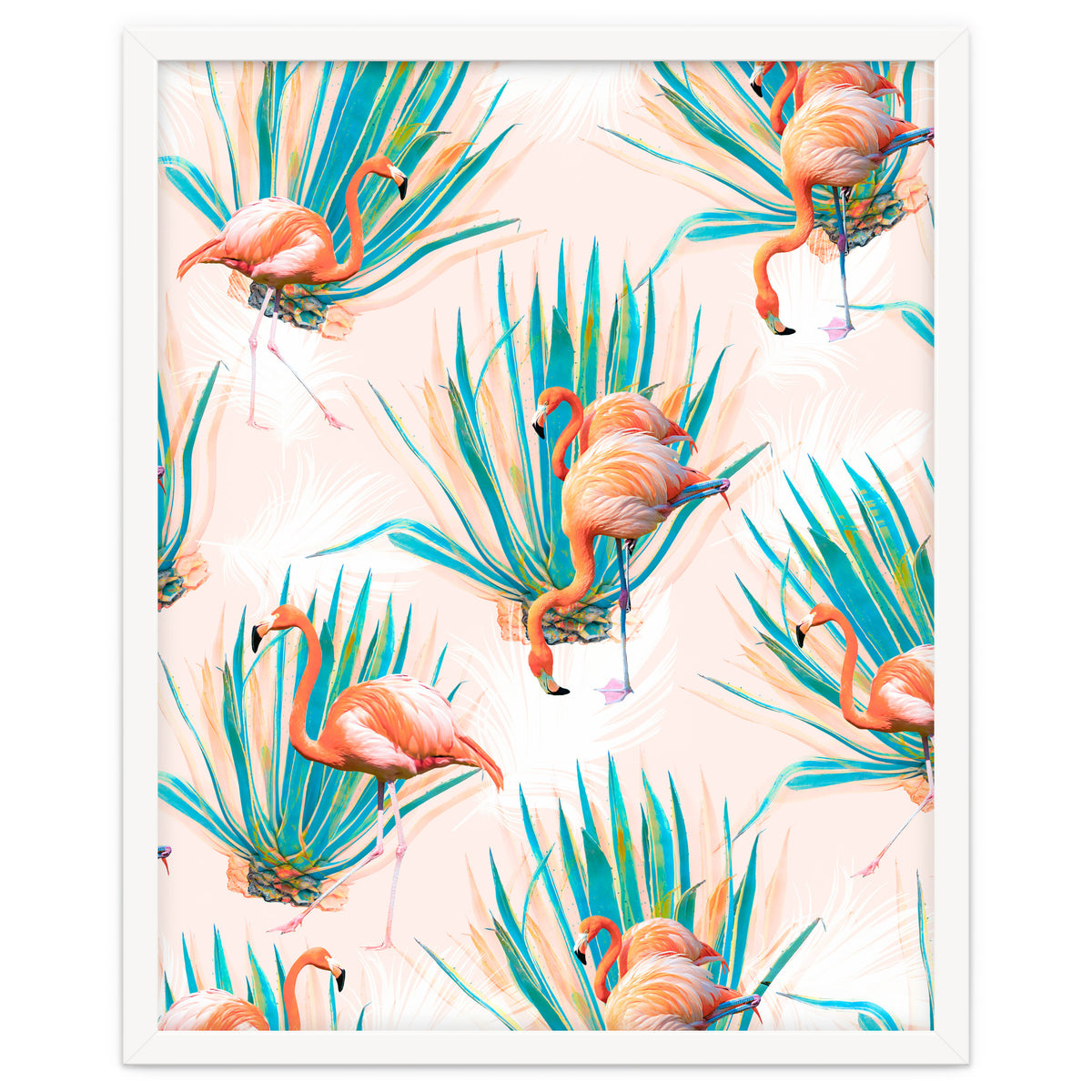 Anaglyph Flamingos with cactus