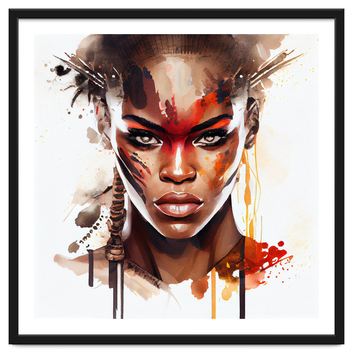 Watercolor African Warrior Woman #3