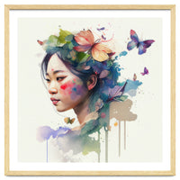 Watercolor Floral Asian Woman #7