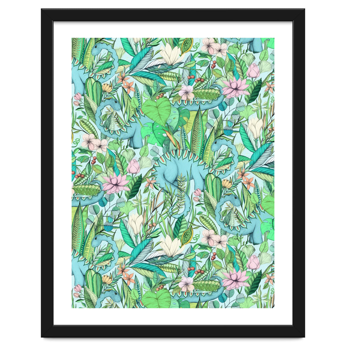 Improbable Botanical with Dinosaurs - soft pastels