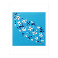 Flowers On Blue  (Print Only)