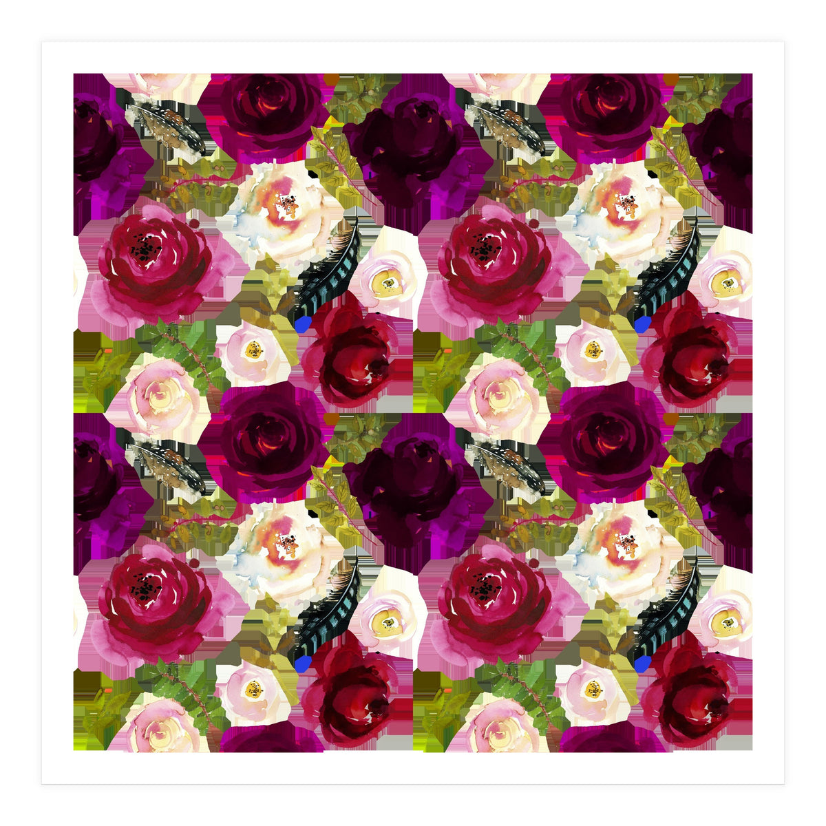 Water Colour Rose Pattern (Print Only)