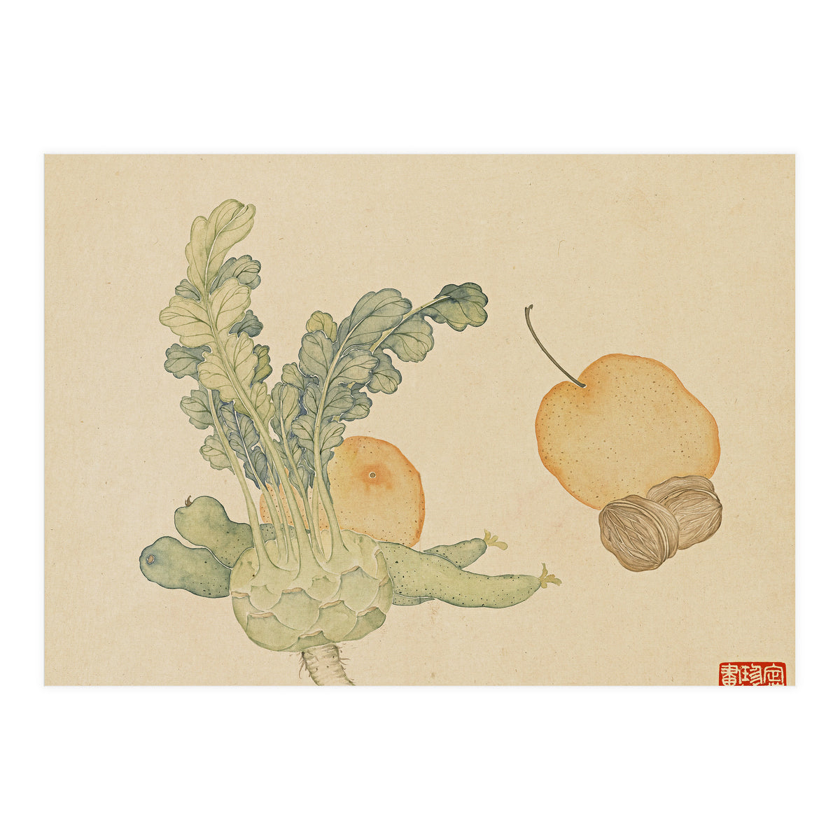 Wang Chengpi ~flowers And Vegetables, Vegetables, Fruits, Epiphyllum, Pears, Peppers (Print Only)
