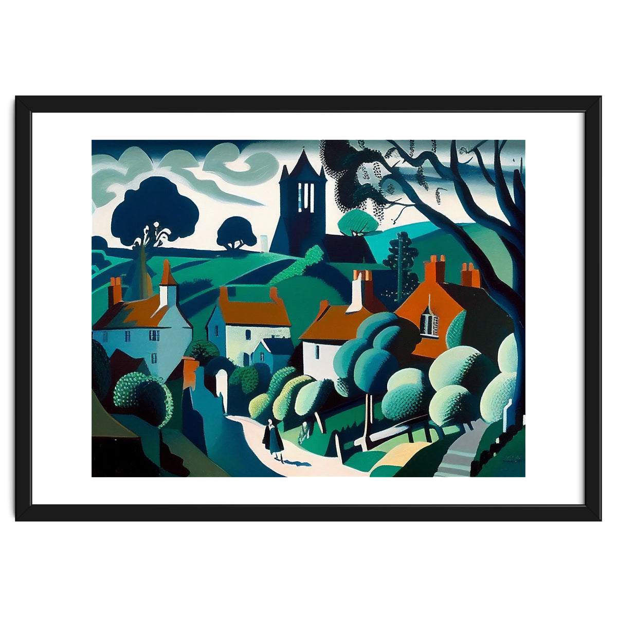 English Country Village Painting