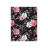 Floral pink - black & white dark (Print Only) thumbnail