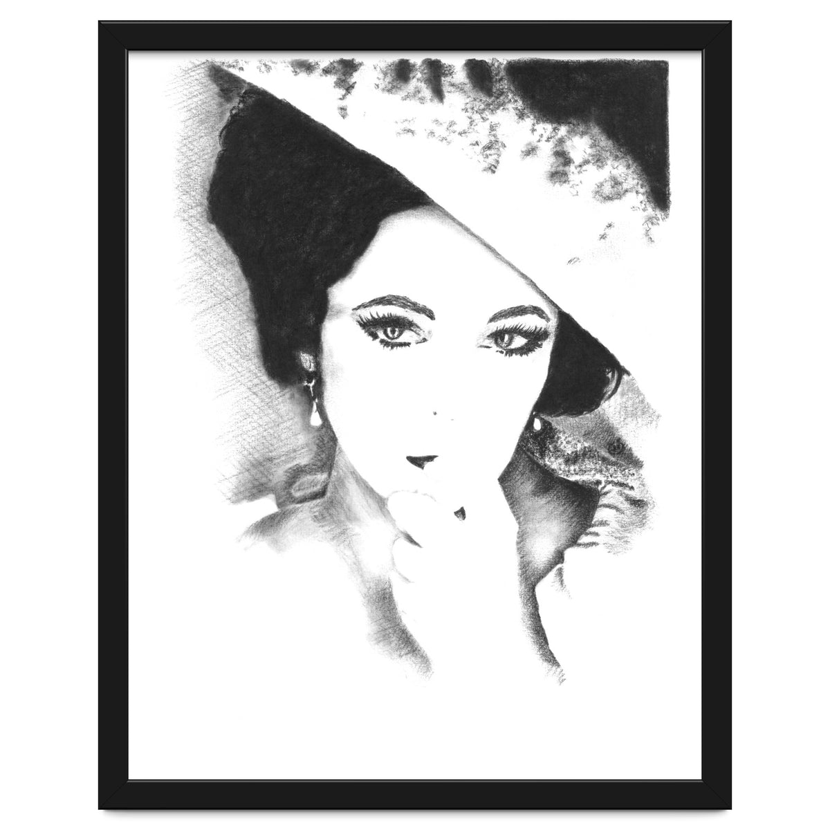 'Liz' - Elizabeth Taylor Charcoal Portrait