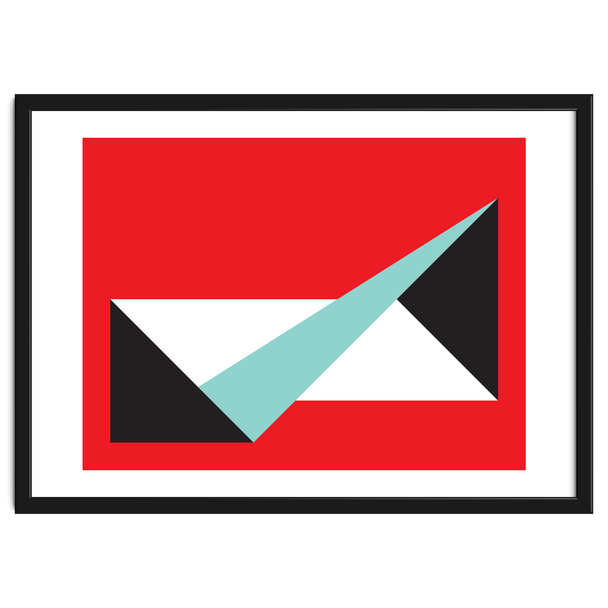 Geometric Shapes No. 49 -  teal, black & red