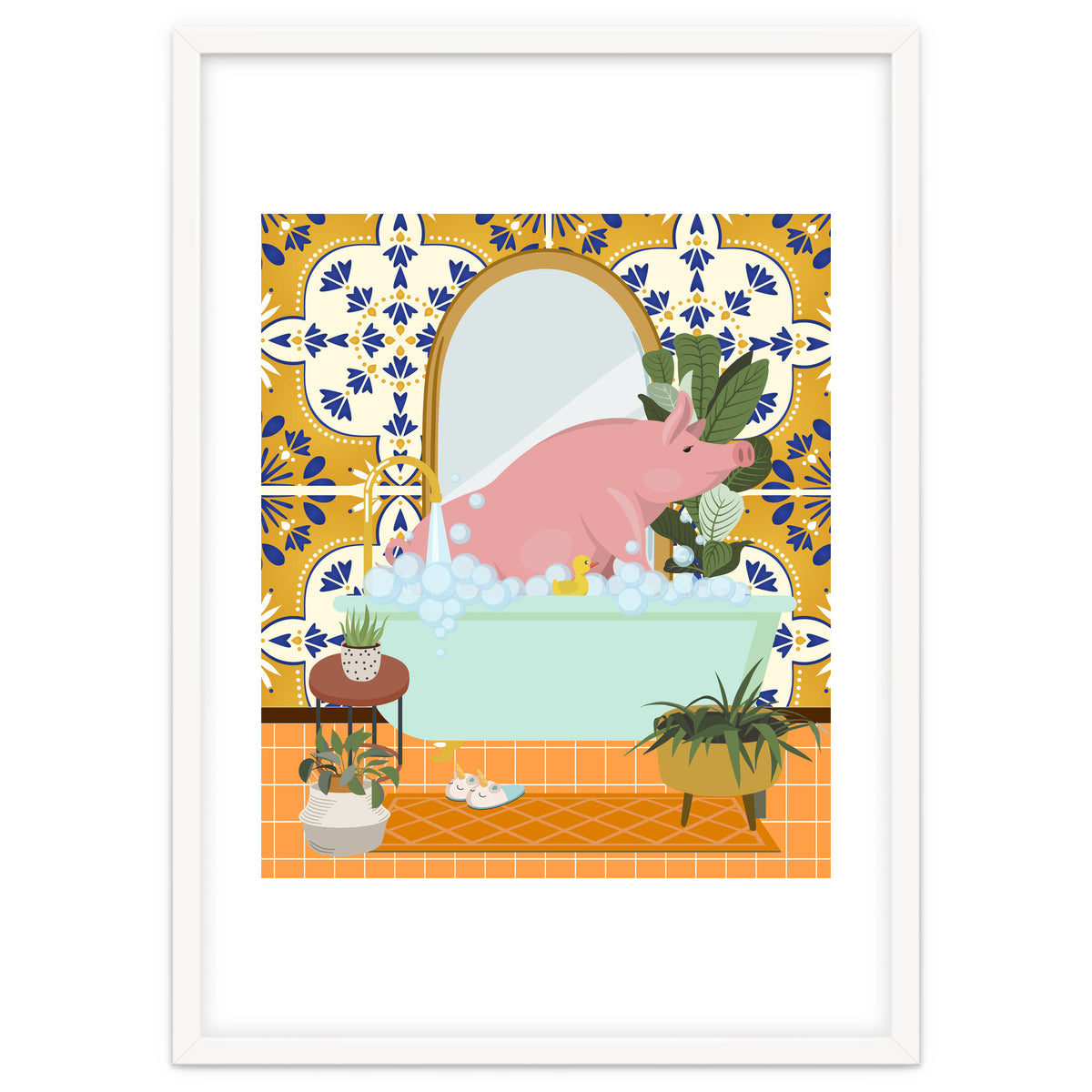 Piggie Bathing in Moroccan Style Bathroom