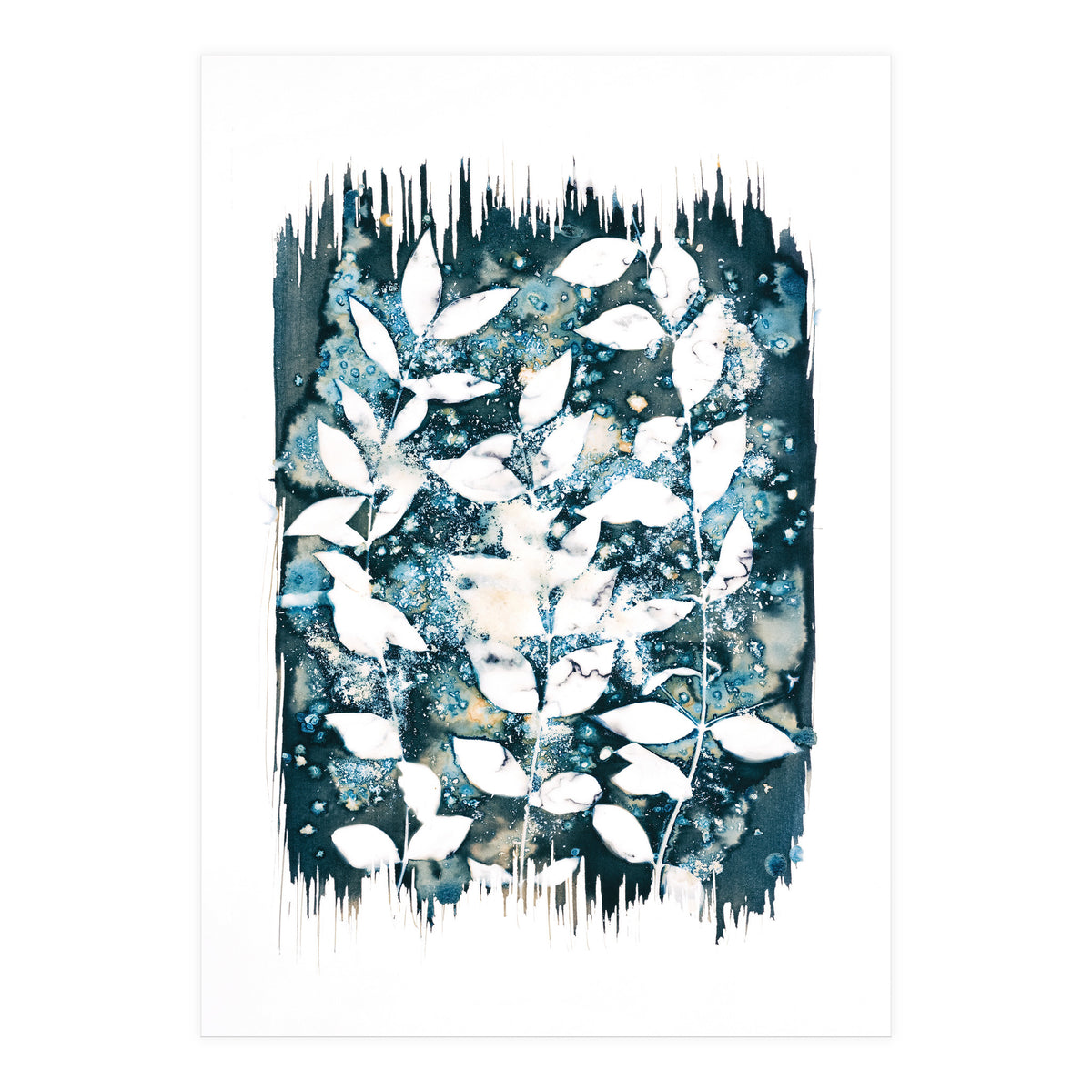 Indigo Blue Botanical Leaves No. 5 (Print Only)