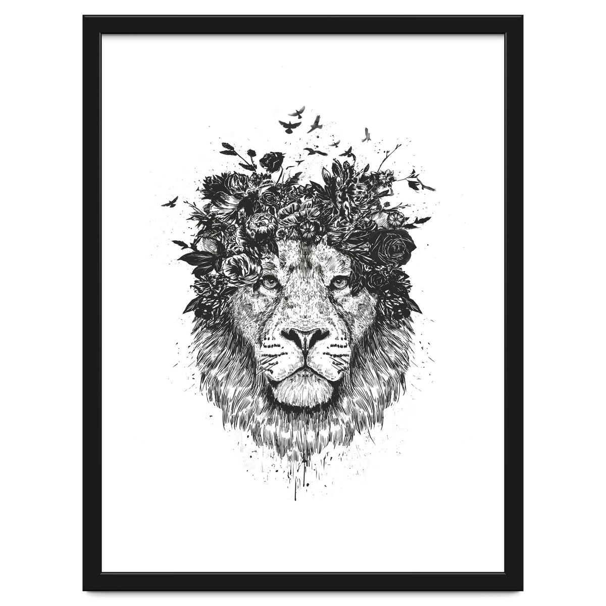 Floral Lion Bw