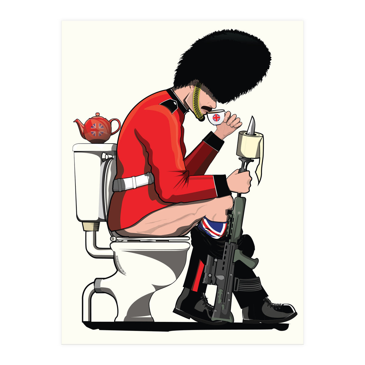 British Army Soldier on the Toilet, funny bathroom humour. (Print Only)