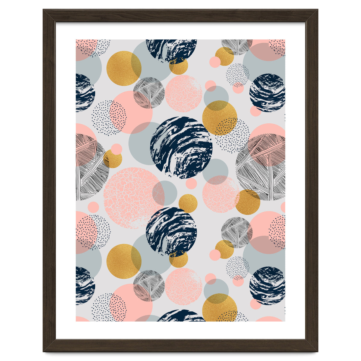 Pattern of abstract textured circles