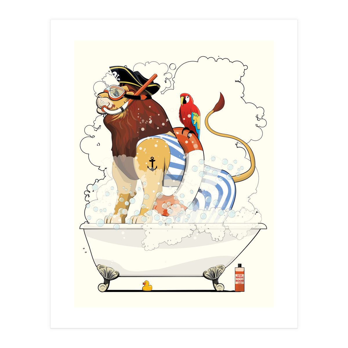 Lion in the Bath, Funny Bathroom Humour (Print Only)