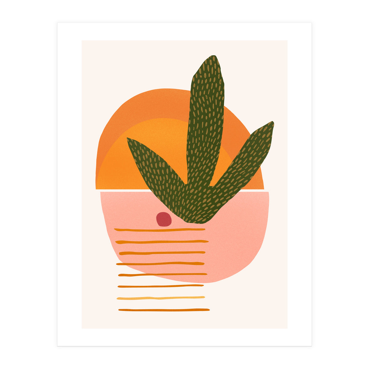 Desert Sunset With Cactus And Cherry (Print Only)