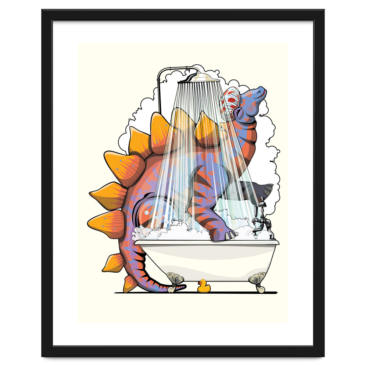 Dinosaur Stegosaurus in the Shower, funny bathroom humour