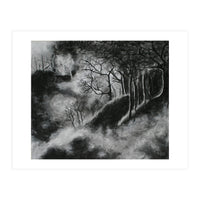 Black and White Forest in Clouds (Print Only)