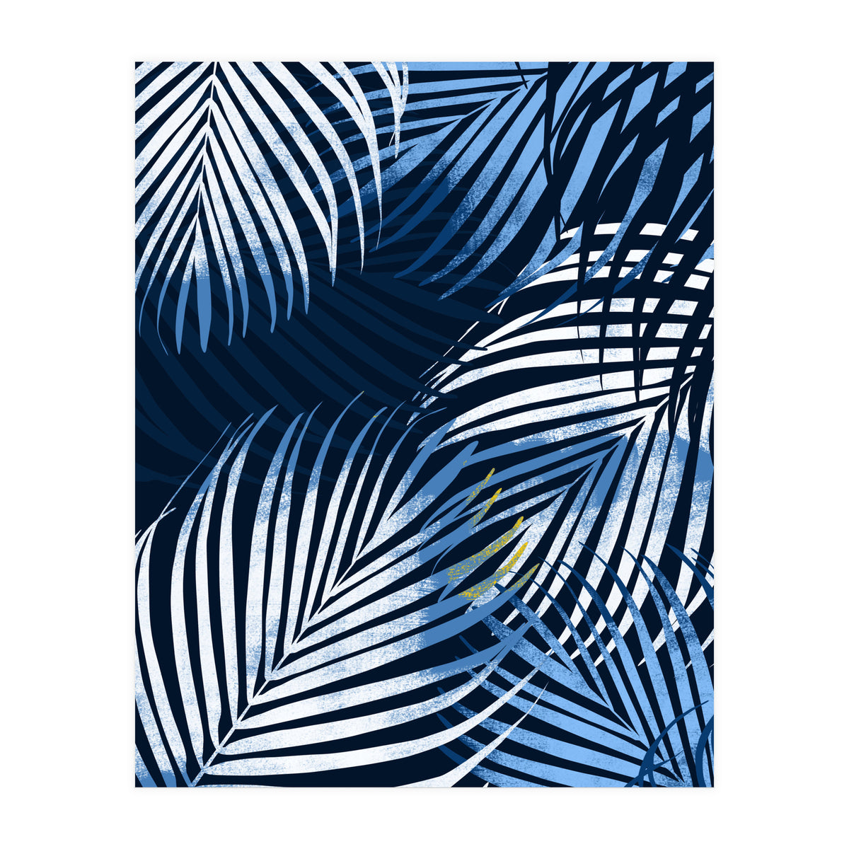 Palm Leaves Blue  (Print Only)
