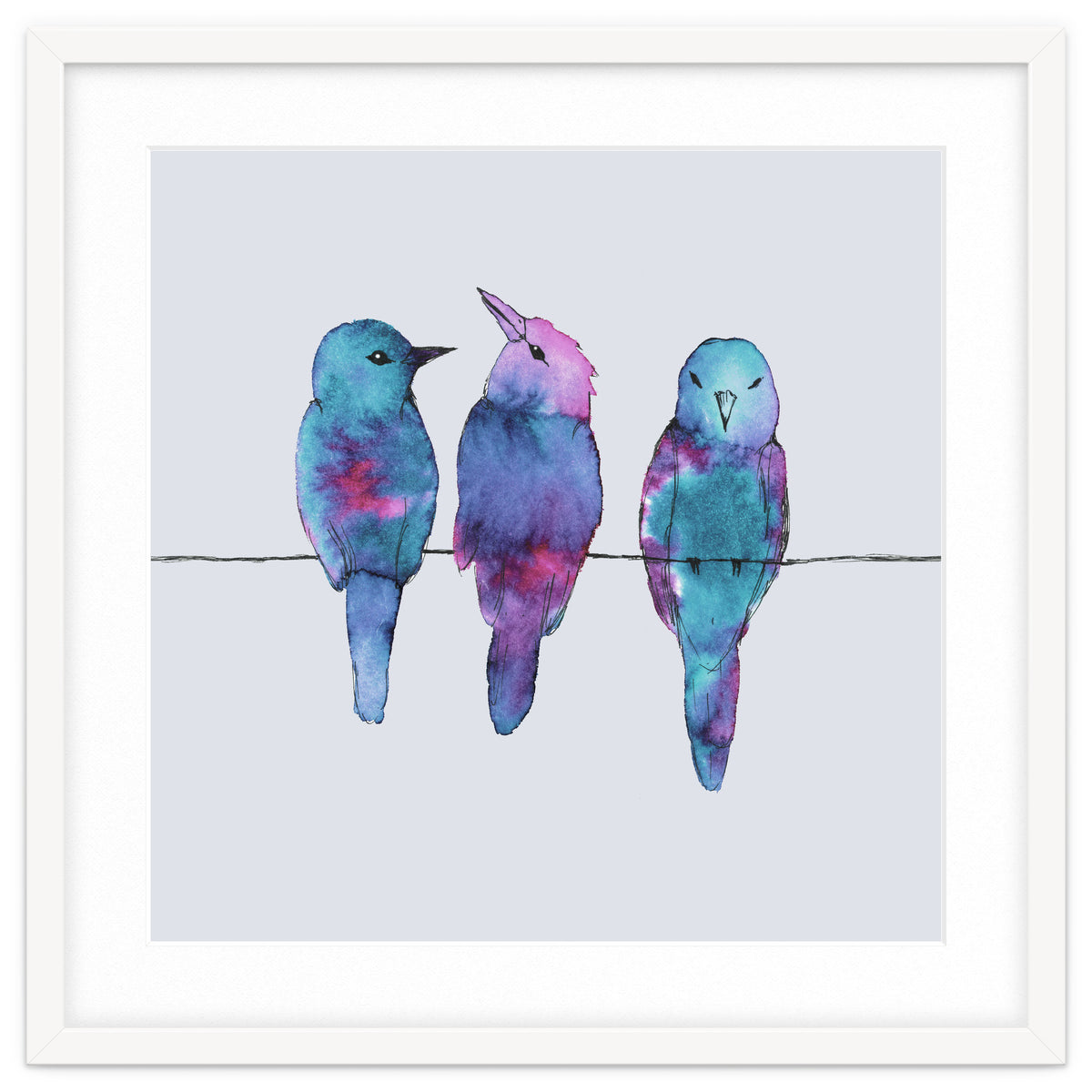 Three birds on a wire