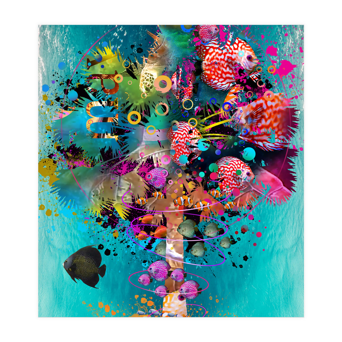 Surf Palm 02 Halfed Large2 (Print Only)