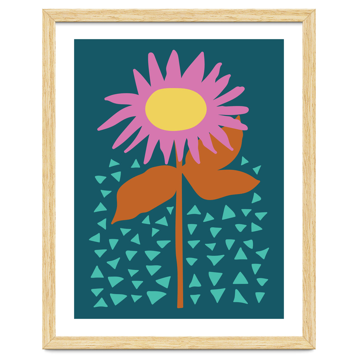 Pink Flower on Teal