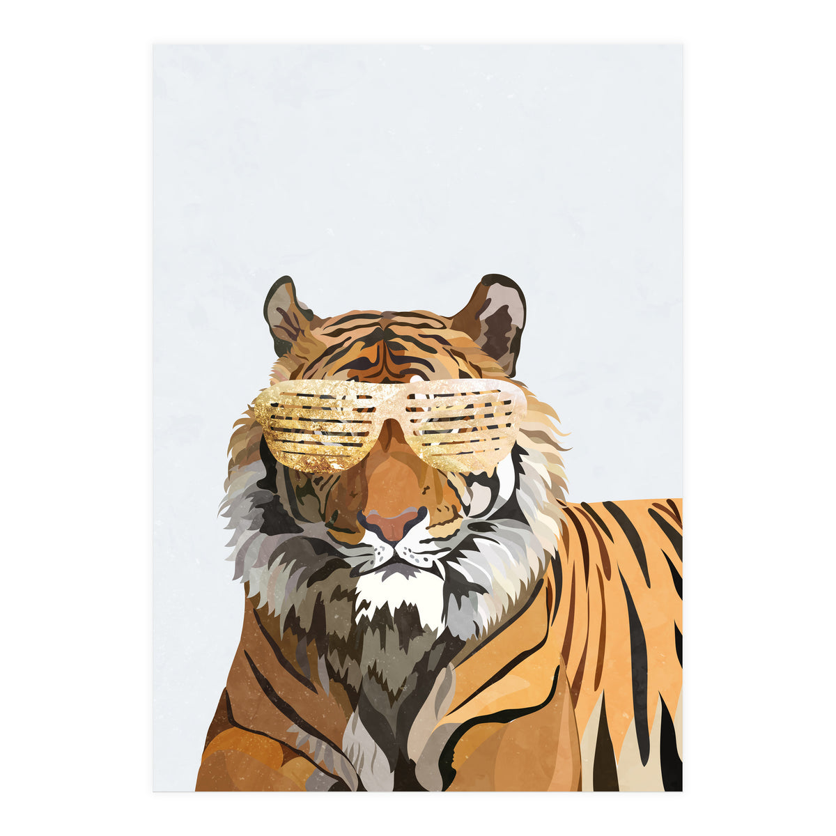 Hip Hop Tiger White Portrait (Print Only)