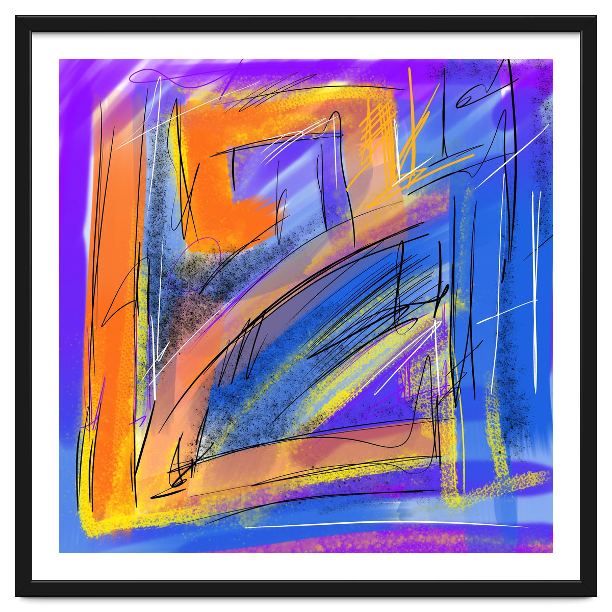 Orange Walking In Blue