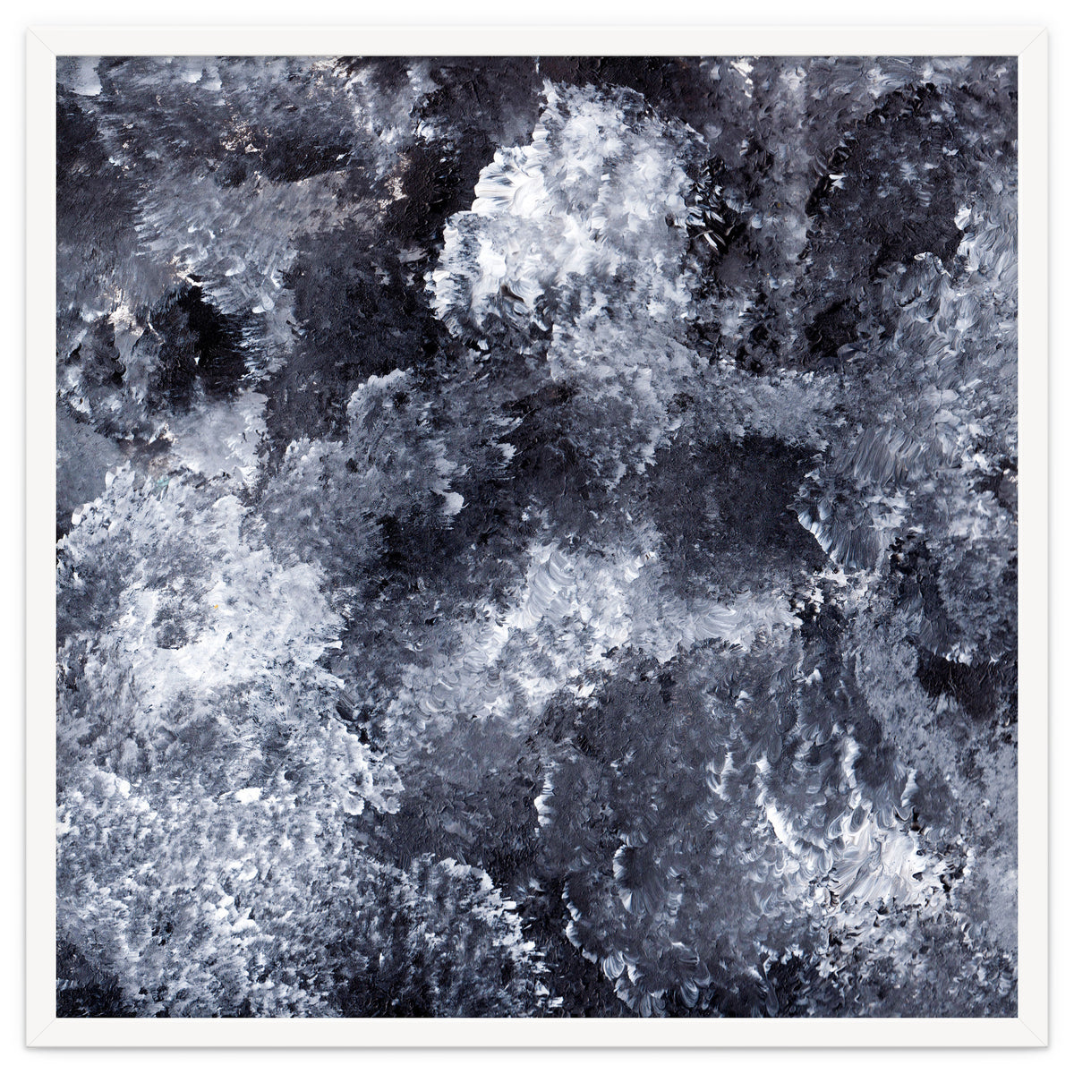 Modern Black White Acrylic Paint Brushstroke Ocean Waves