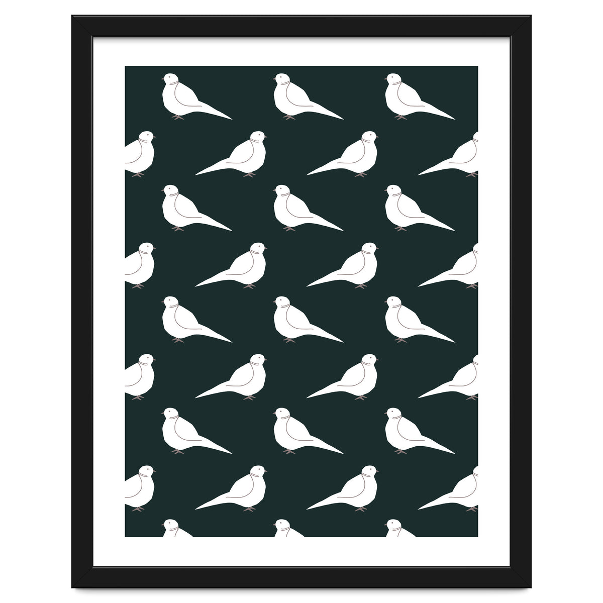 White Bird Pattern On Black