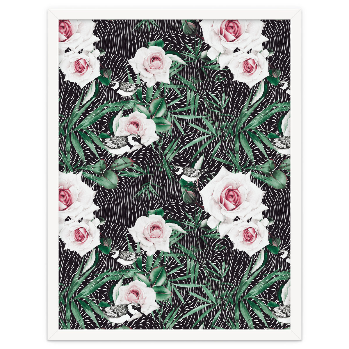 Dark flowery abstract of birds