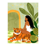Just You & Me | Tiger Urban Jungle Friendship | Wild Cat Bohemian Black Woman with Pet (Print Only) thumbnail