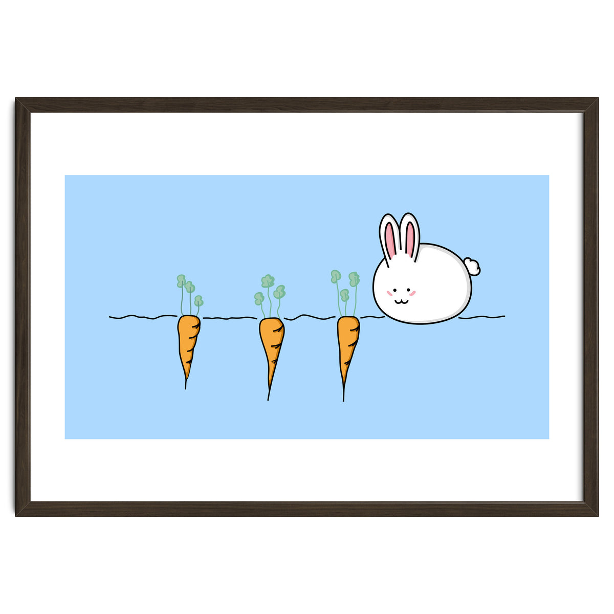 Kawaii Cute Rabbit With Carrots