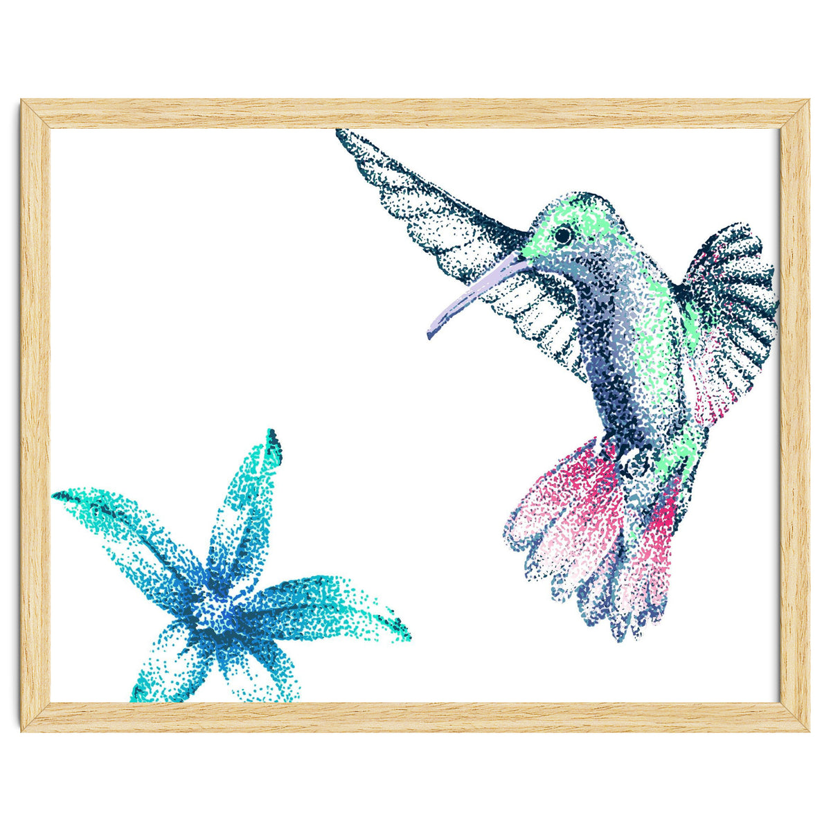 Green Hummingbird And Tropical Flower