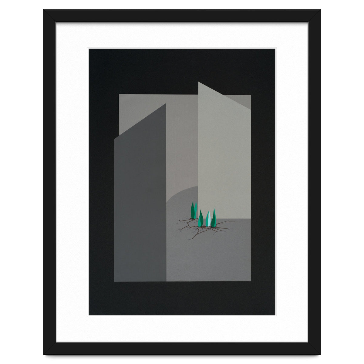 Small sprouts in concrete landscape.