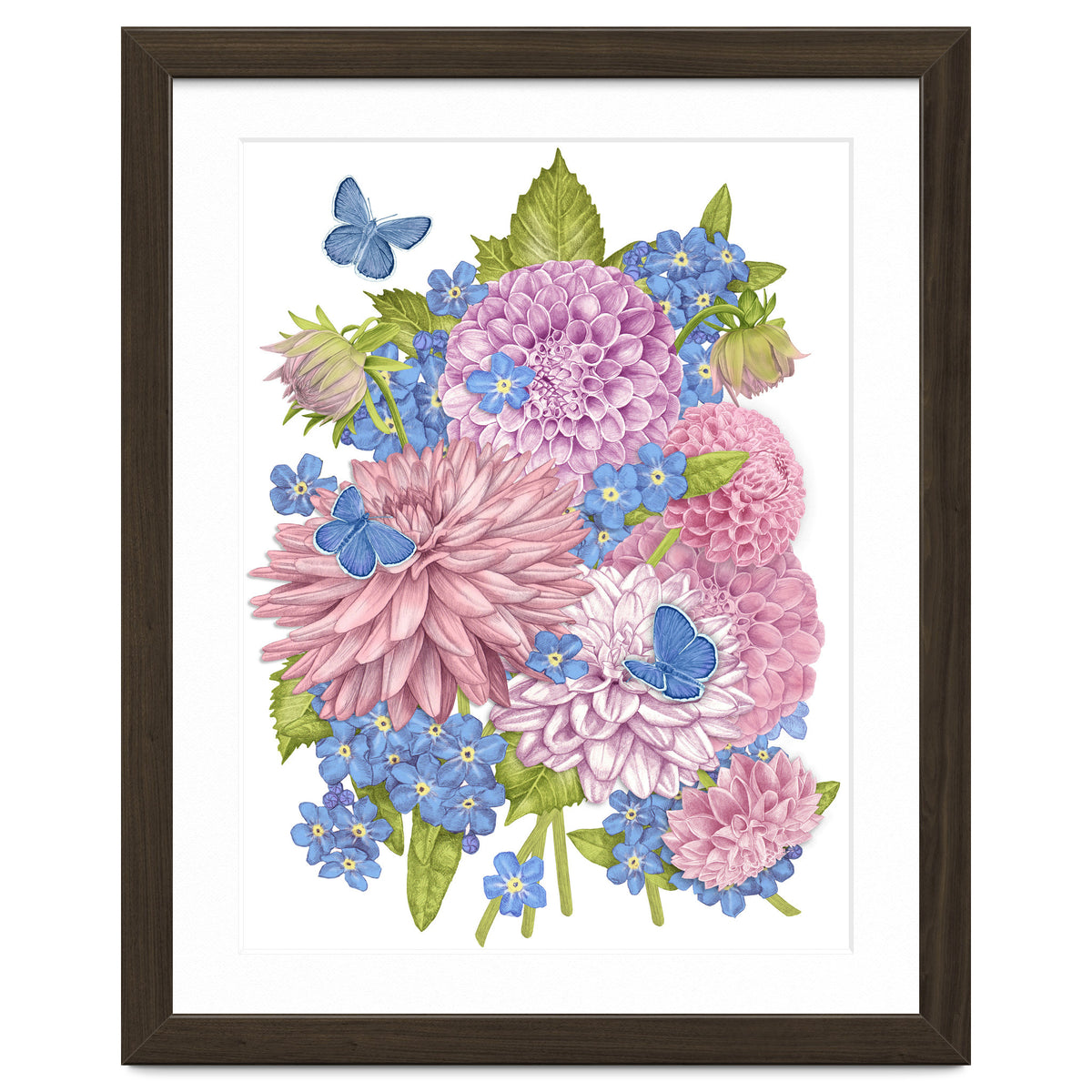 Pink Flowers and Butterflies