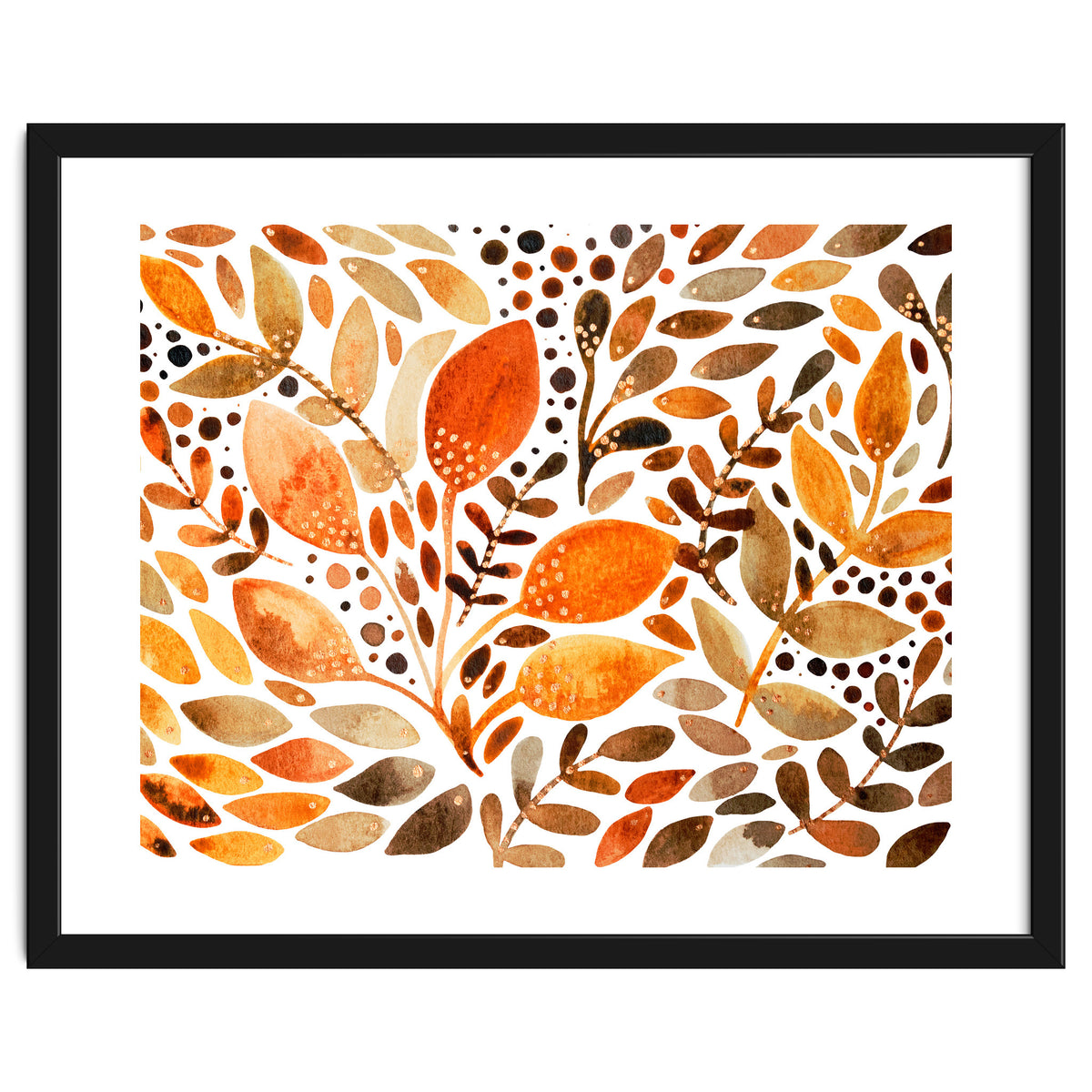 Watercolor modern foliage - autumn palette