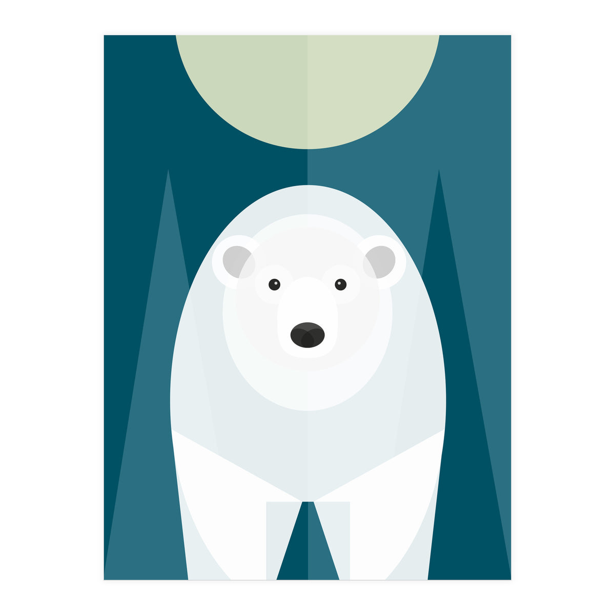 Mid Century Geometric Polar Bear (Print Only)