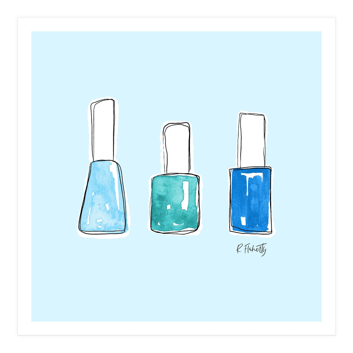 Nail Polish Watercolour | Blue (Print Only)