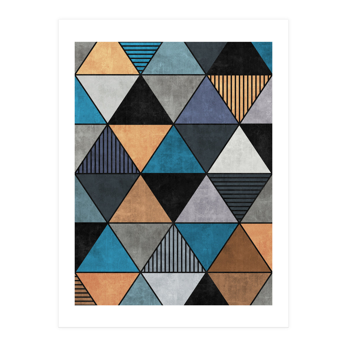 Colorful Concrete Triangles 2 - Blue, Grey, Brown (Print Only)