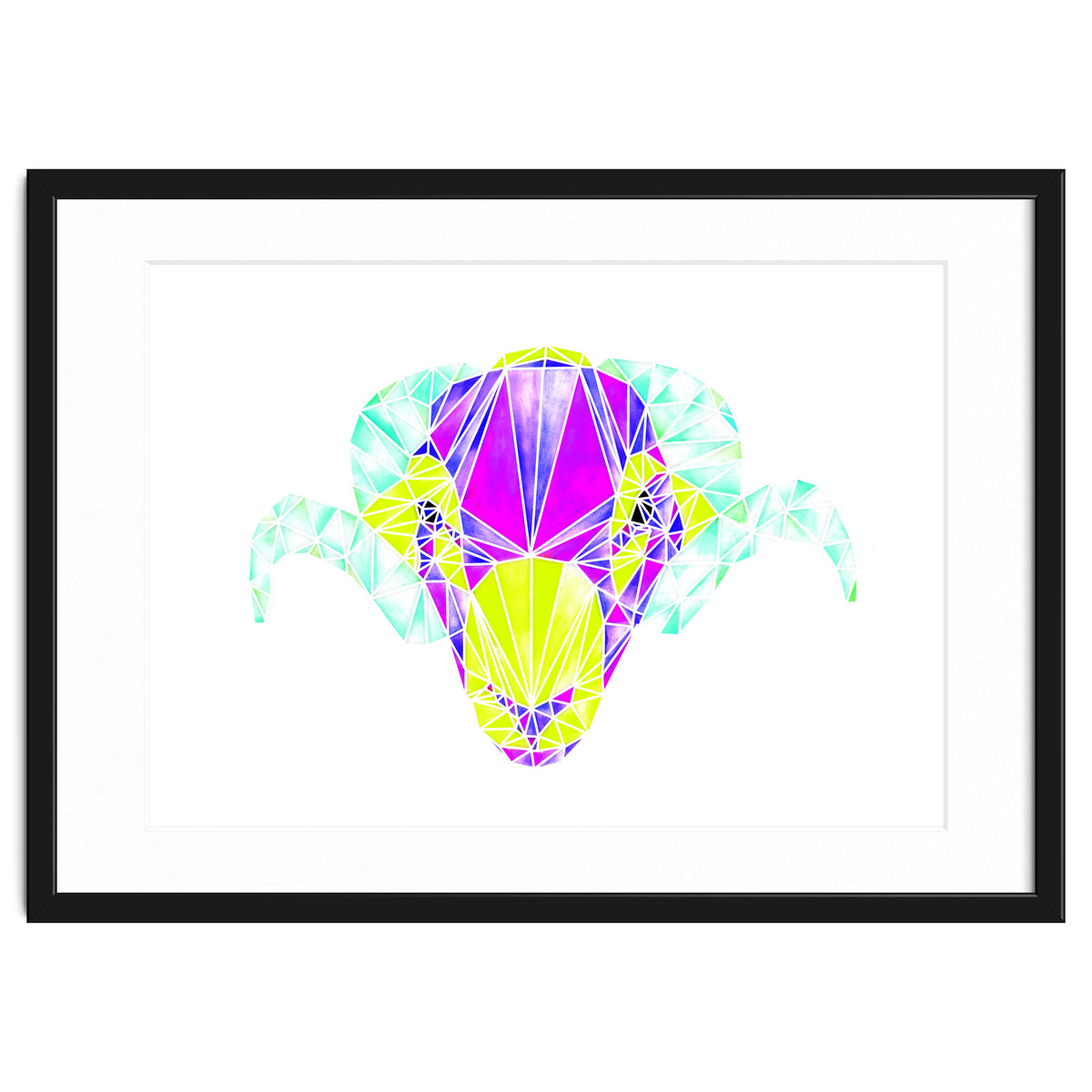 Colourful Geometric Swaledale Sheep Tup with White Lines