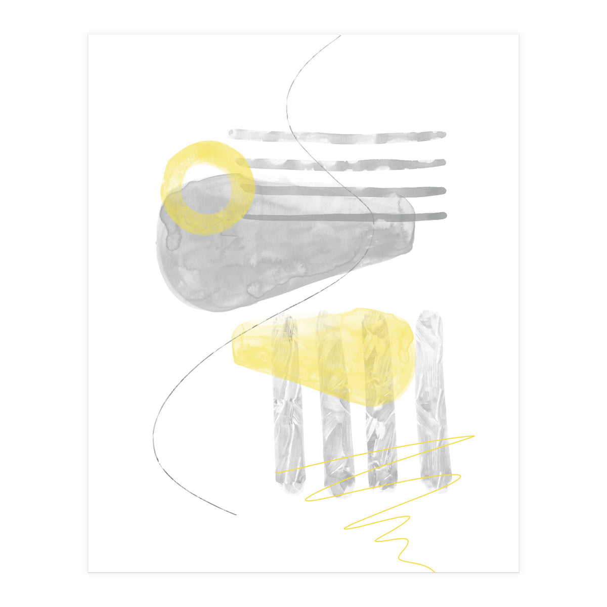 Watercolor Shapes No. 3 | Illuminating Yellow & Ultimate Grey (Print Only)