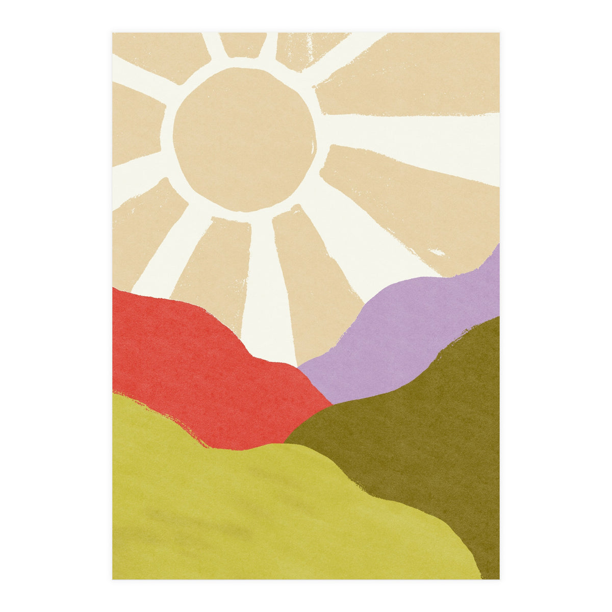 Sunshine & Hills \\ Retro Landscape  (Print Only)