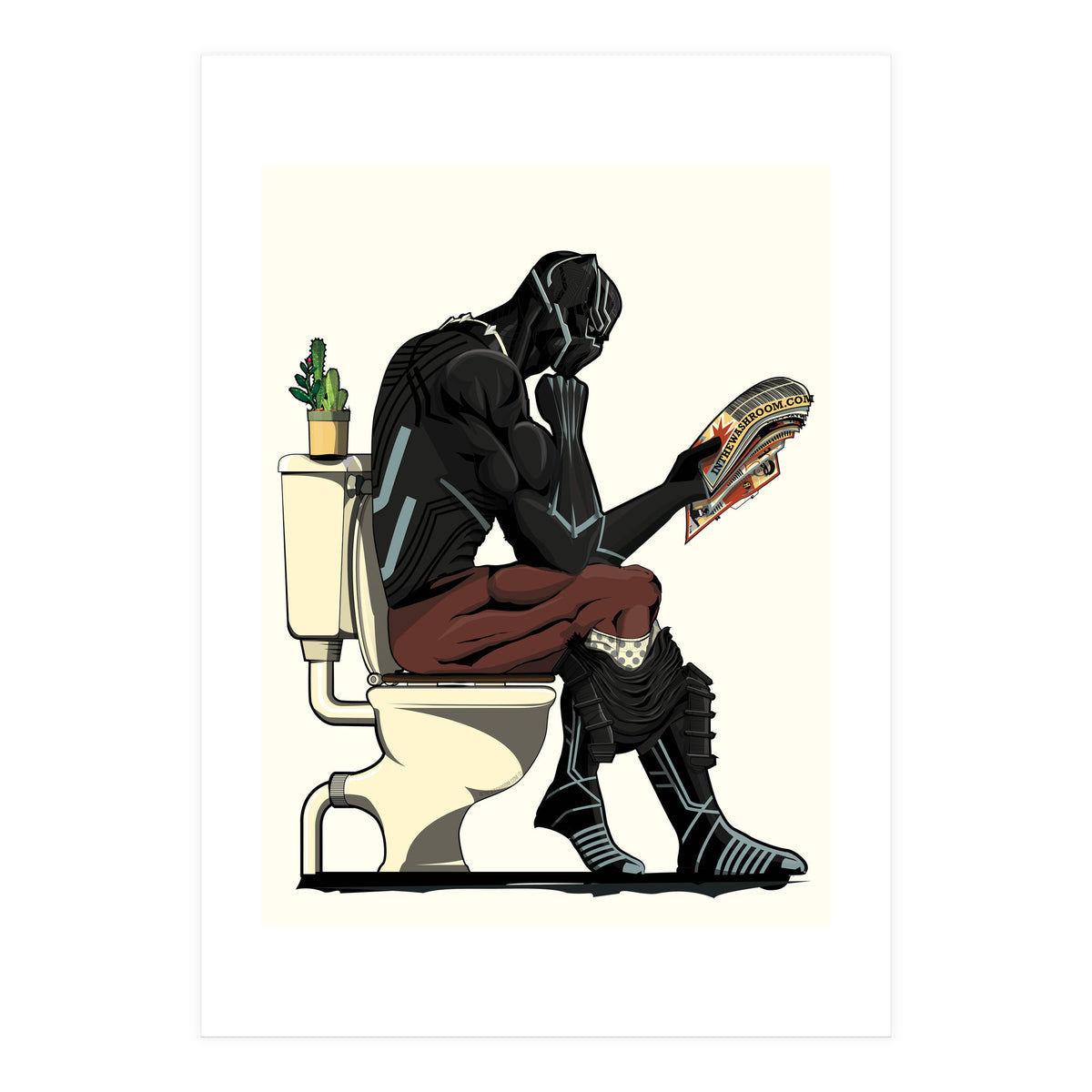 Black Panther on the Toilet, funny bathroom humour (Print Only)