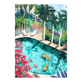 Luxury Tiger Villa illustration, Architecture Travel Nature Painting, Hotel Landscape Garden (Print Only) thumbnail