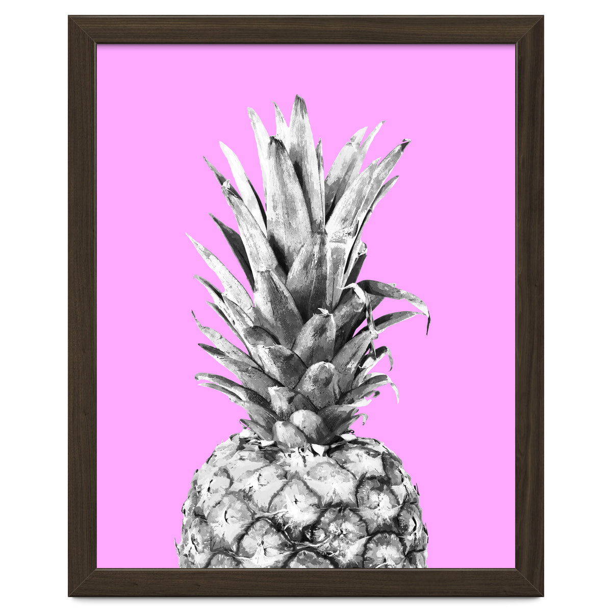 Black and White Pineapple Pink Background