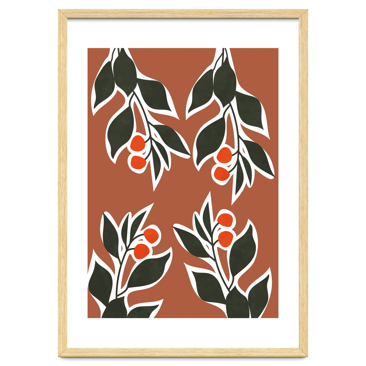 Red Cherry Leaf Boho Botanical II