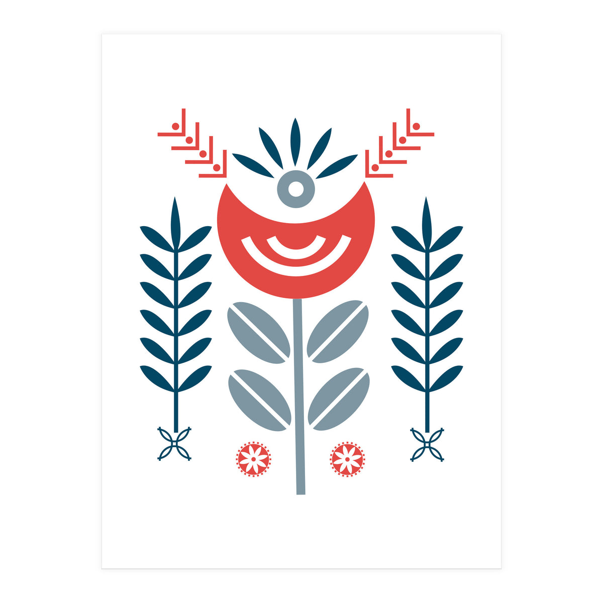 Scandi Folk Flower Pattern (Print Only)
