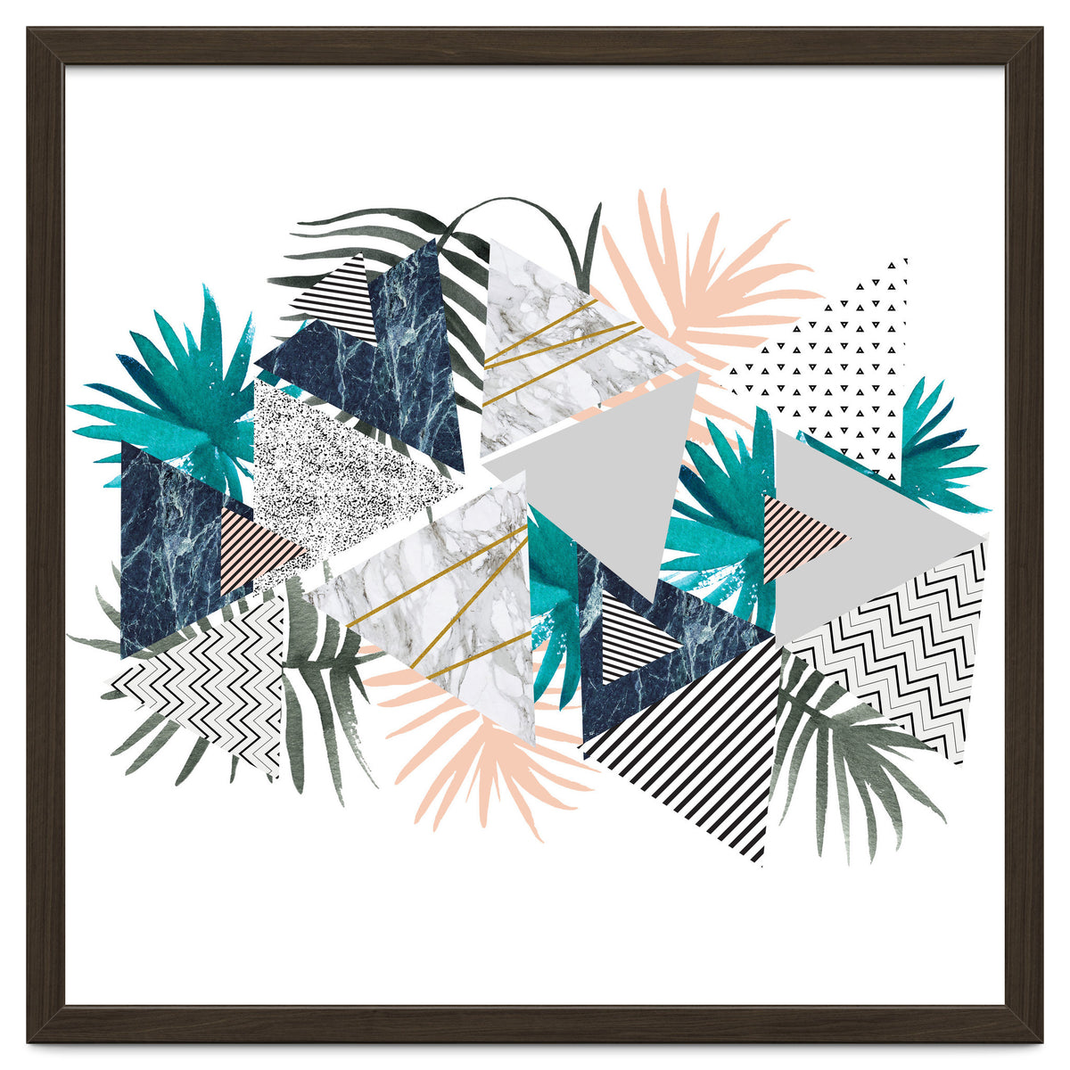 Abstract of geometric patterns with plants and marble I