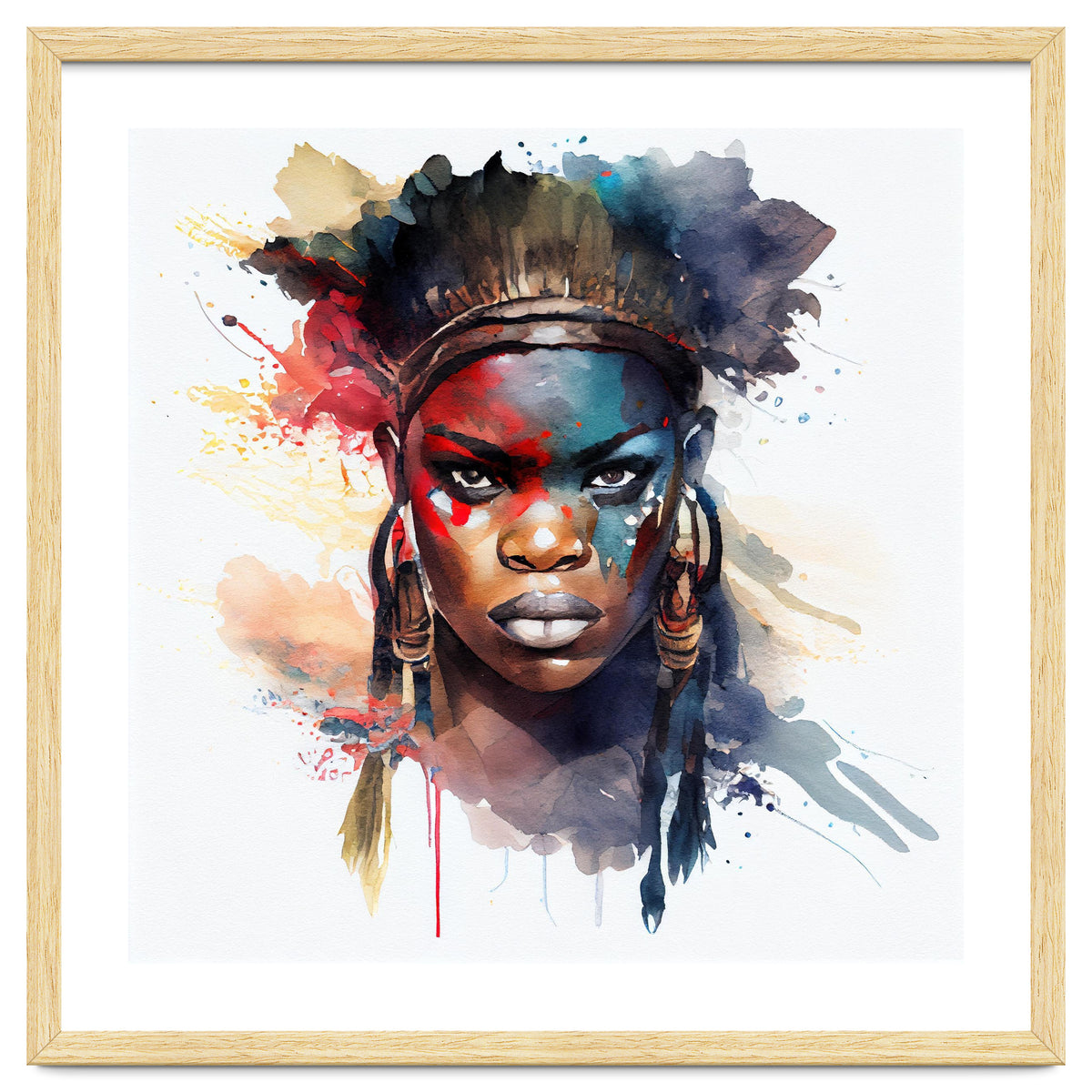 Watercolor African Warrior Woman #4