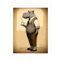 Hippo Hipster Fashion Sketch (Print Only)